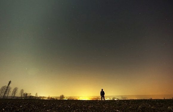 Man alone at dusk