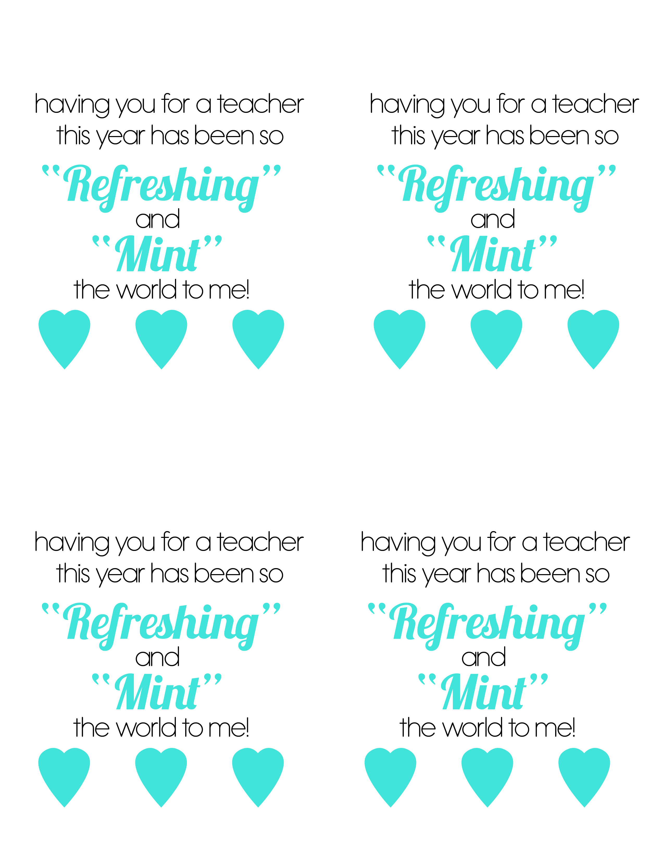 Mints Teacher Gift With Free Printable