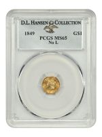 1849 ゴッドレスブローリン PCGS AU Details Cleaned 1849-C G$1 Closed Wreath (Regular Strike) Gold Dollar - PCGS