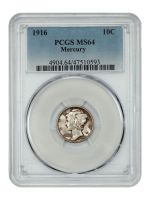 1916 10C Mercury, FB (Regular Strike) Mercury Dime - PCGS