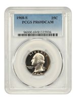 1968-S PCGS PR68 25C 硬貨 1968-S 25C, DCAM (Proof) Washington Quarter - PCGS CoinFacts
