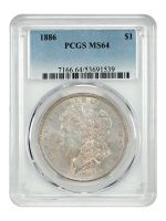 アメリカ　モルガンダラー銀貨1886 MS-65 PCGS プルーフライク版】PCGS鑑定MS64PL 1886年 モルガンダラー モーガン