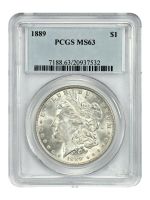 1889 $1 MS64+ NGC. NGC Census: (18549/2521 and 201/32+). PCGS