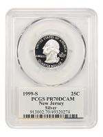 1999年　アメリカ　25セント5枚セット　PCGS PR69　 DCAM 1999-S 25C New Jersey Silver, DCAM (Proof) Washington 50 States