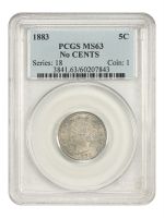 Liberty Nickel, 1883 No CENTS MS - PCGS Auction Prices