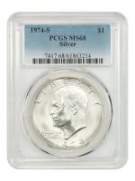 アメリカ　銀貨 1974-S アイゼンハワーシルバーダラーMS68 PCGS 1974-S $1 Silver (Regular Strike) Ike Dollar - PCGS CoinFacts