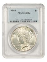 1934-S $1 (Regular Strike) Peace Dollar - PCGS CoinFacts