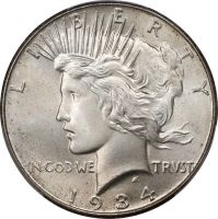 1934 Peace Silver Dollar. MS-67 (PCGS). CAC., MS67 - PCGS Auction