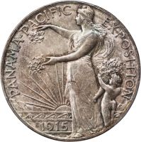 未使用　メキシコ革命・ソノラ州　1915年　10ペソ　P-S1073 1915-S 50C Panama-Pacific (Regular Strike) Silver Commemorative
