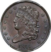 1834 1/2C, BN (Regular Strike) Classic Head Half Cent - PCGS CoinFacts