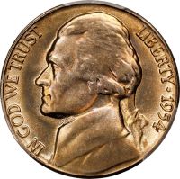 1954-S/D 5C MS65 NGC. FS-033. NGC Census: (51/32). PCGS Population