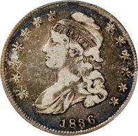 1836 50C Beaded Reverse (Regular Strike) Capped Bust Half Dollar