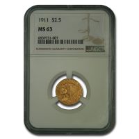1911 $2.50 Gold Indian Quarter Eagle, PCGS AU58, AU58 - PCGS