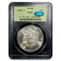 1880-S $1 Morgan Silver Dollar Crescent Monster Toned MS65 PCGS