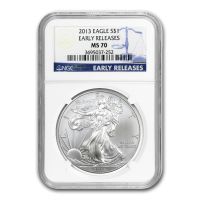 2013 SILVER EAGLE PCGS MS70 FIRST STRIKE JOHN MERCANTI SIGNED