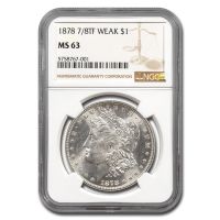 アメリカ銀貨　３点　R72-1 1878 7TF $1 R78, VAM 84, Line Under 8 (Regular Strike) Morgan