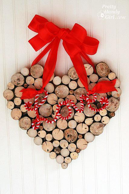 Wood heart wreath