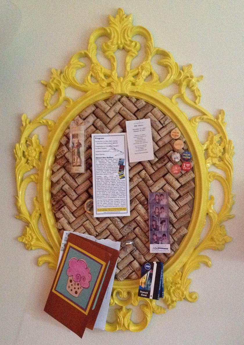 Framed wine cork board