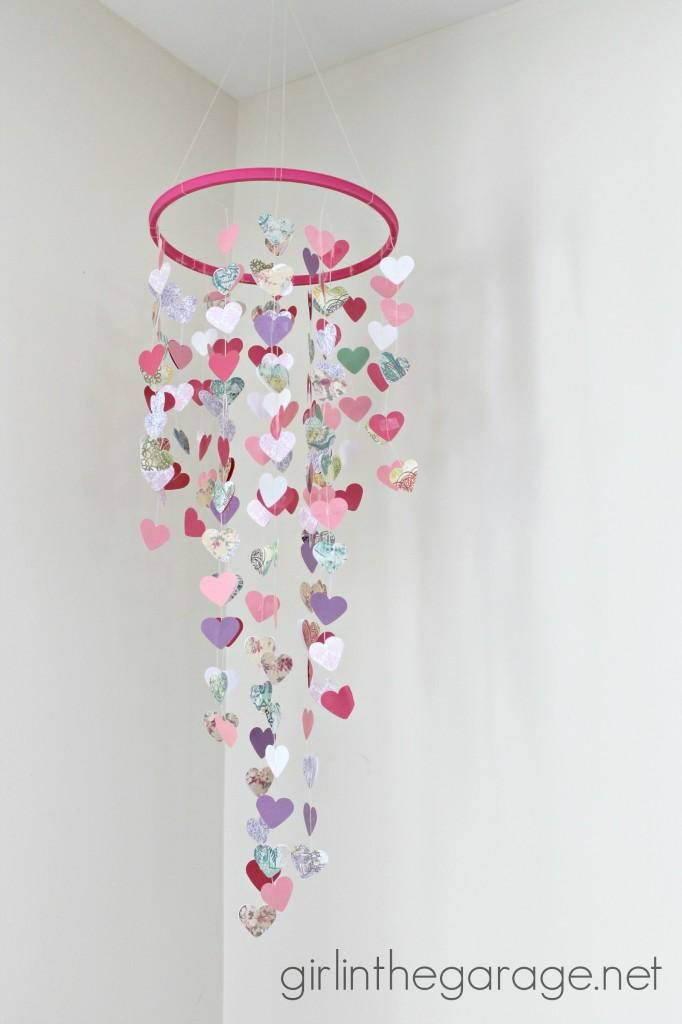 Hanging Hearts Mobile from Girls in the Garage