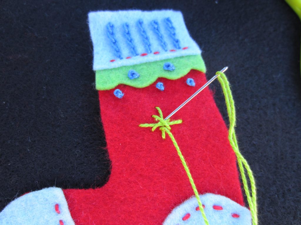 Adding some stars to the body of the stocking retro ornament