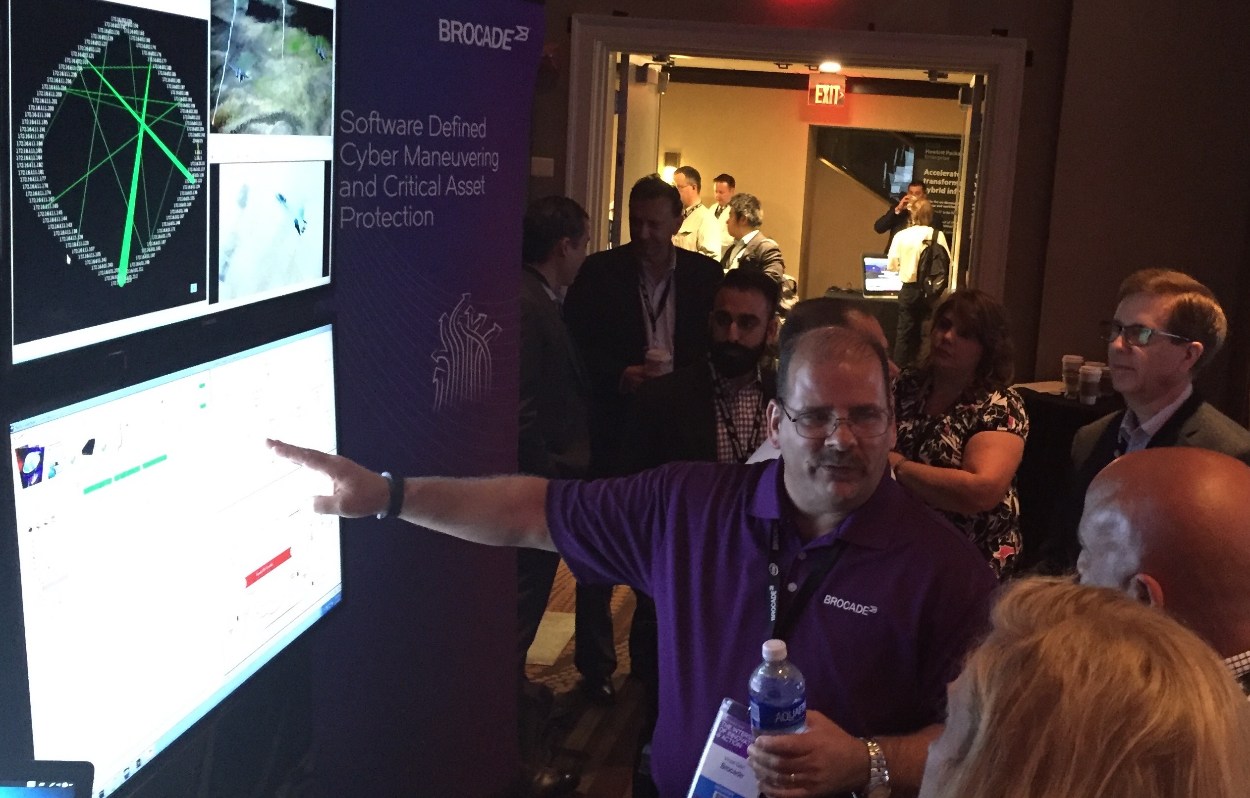 Brocade's Vince Garr demonstrates a prototype of the cyber maneuver engine at 2016 Federal Forum's Technology Pavillion