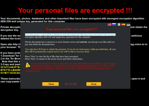 The lock screen when a computer is infected with MarsJoke ransomware --image via Proofpoint blog