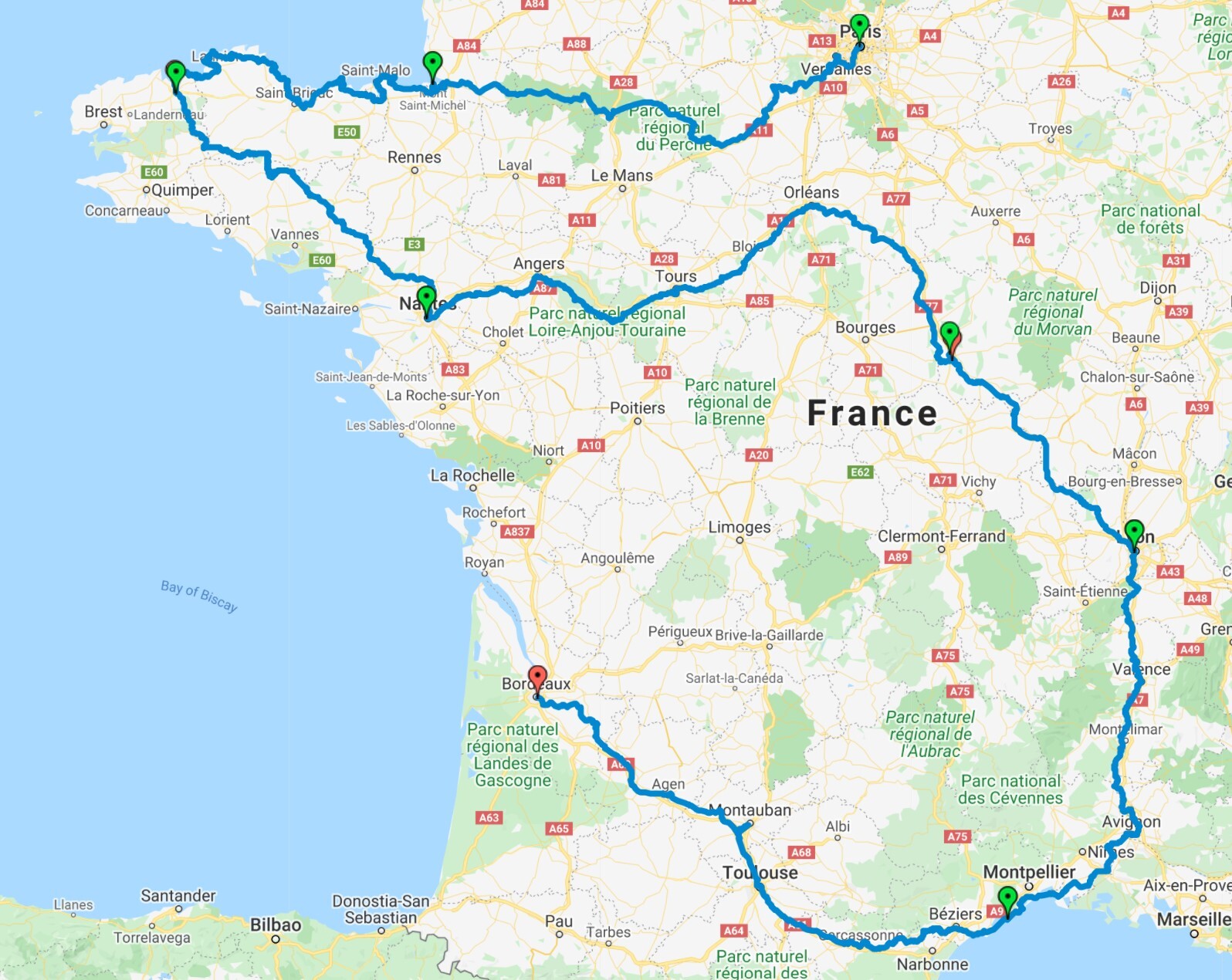 Overview map The French Connections CycleBlaze