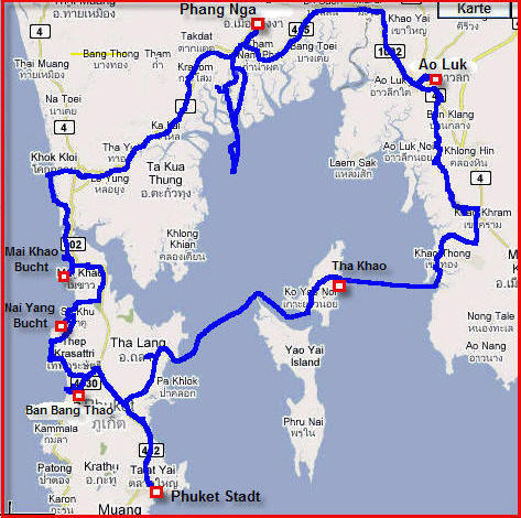 Map With Gps Track Phuket And Our Ride Around Phang Nga Bay