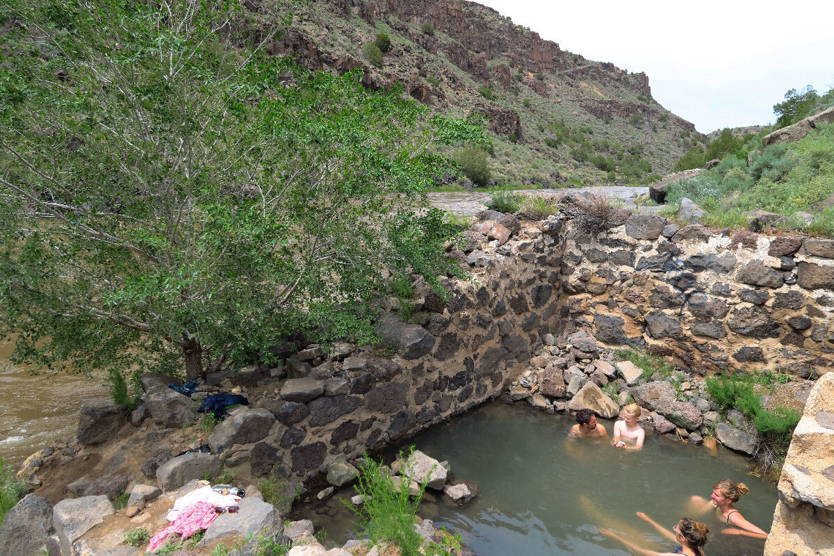 Day 8 Ojo Caliente to Taos, Rio Grande Manby hot spring