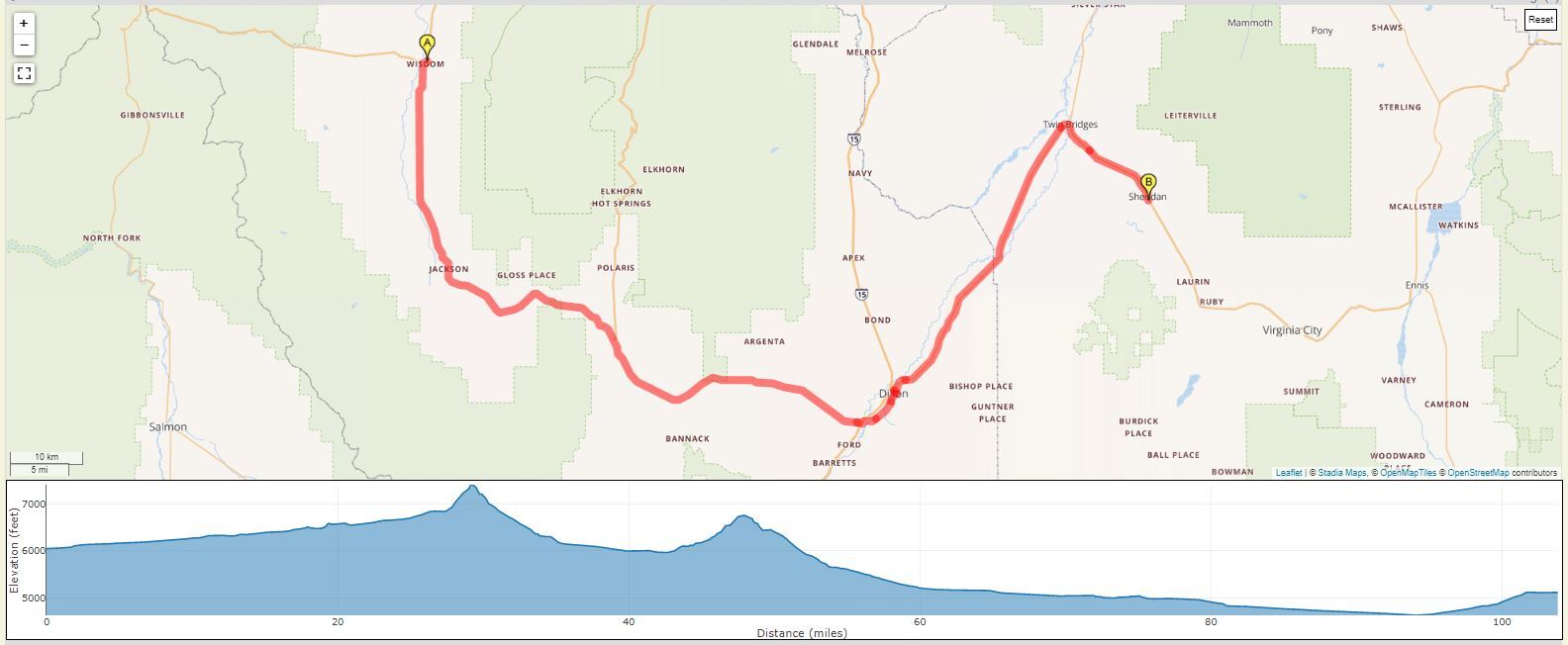 Day 57 Wisdom to Sheridan, MT; New High For Me, 2 Mountain Passes and