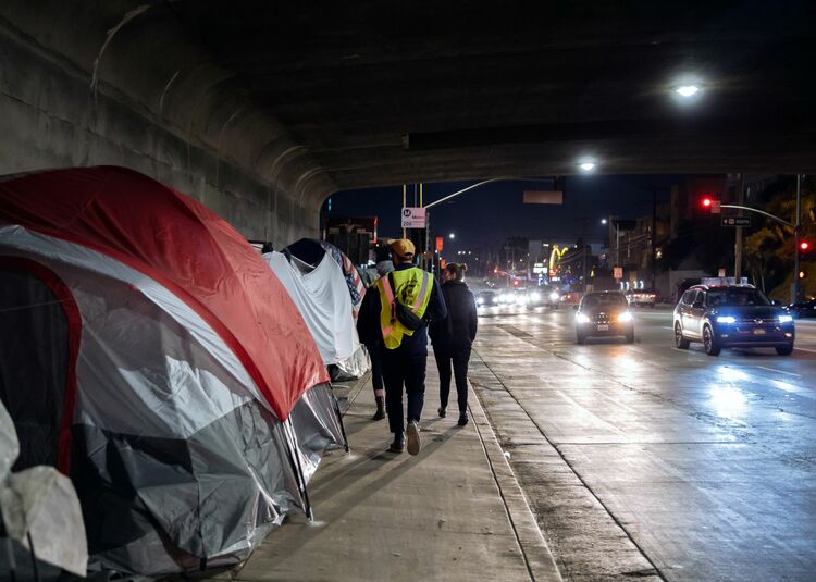 Woman struck walking in street sues LA over homeless encampment blocking sidewalk