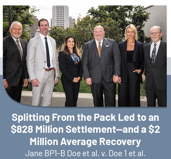 Splitting From the Pack Led to an $828 Million Settlement--and a $2 Million Average Recovery