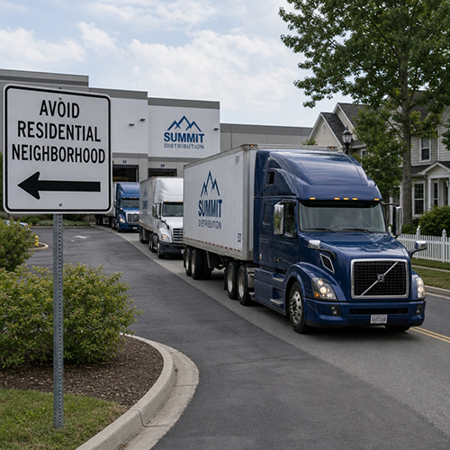 Downey's new distribution hub is a truck safety test