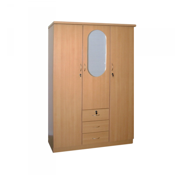 3 Door Wardrobe With Mirror Beech Buy Online From Damas Express