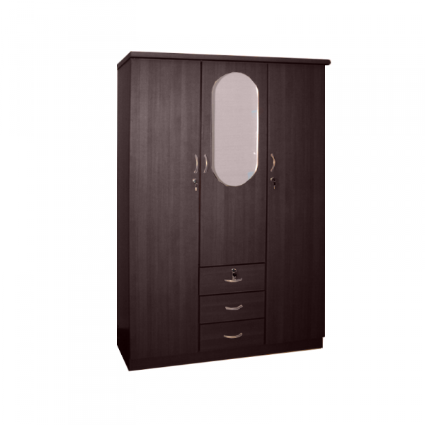 3 Door Wardrobe With Mirror Wenge Buy Online From Damas Express