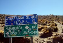 Cartel que indica altura de ciudades