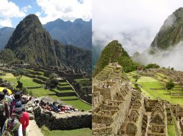 Comparación de dos épocas diferentes de Machu Picchu