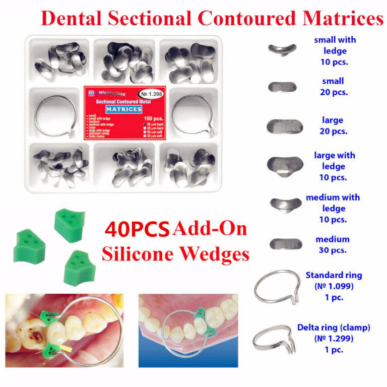 Dental Sectional Contoured Matrices Matrix Ring Delta 100pcs & 40 Add