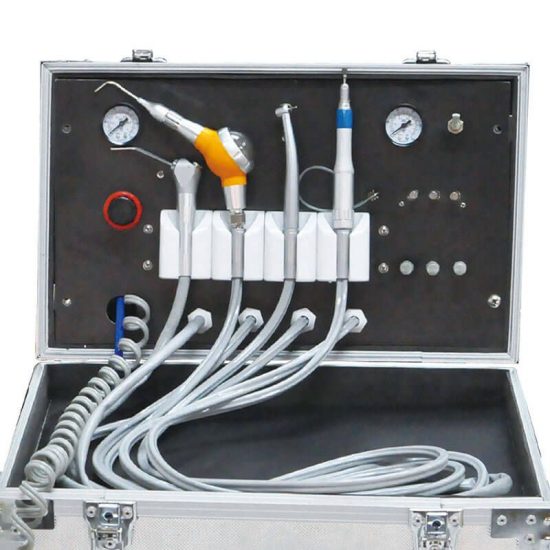New Portable Dental Turbine Unit Suction Work Air Compressor 3 Way Syringe 4 Hole 220V Dental