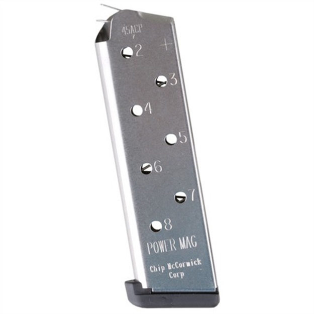 Picture of  Cmc Products 12131 Power Mag Plus 8Rd 45 Acp Fits 1911 Government Stainless Steel W/ Black Base Pad 705263121317