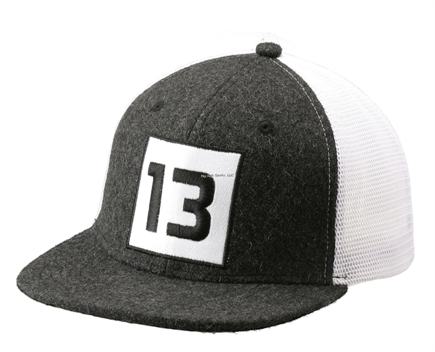 Picture of 13 Fishing Flat Bill Hat Square Logo Gray/White