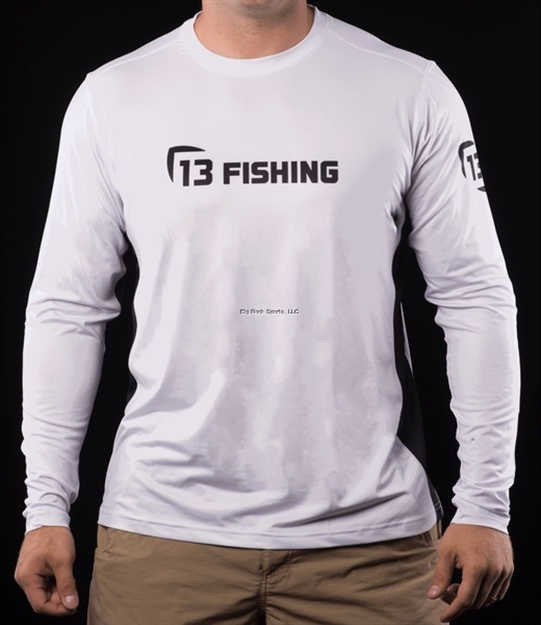 Picture of 13 Fishing "Man-Tooth" Performance Long Sleeve T-Shirt White/Black Extra Large