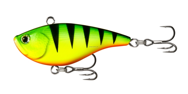 Picture of 13 Fishing Micro Magic Man, Lipless Crankbait, Sinking, High Pitch Rattle, 1", 0.07 Oz, #18 Hooks, Fire Tiger