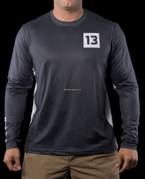 Picture of 13 Fishing "More Thank Luck" Performance Long Sleeve T-Shirt One3 Charcol/White One3-Pl-Cw-Xl