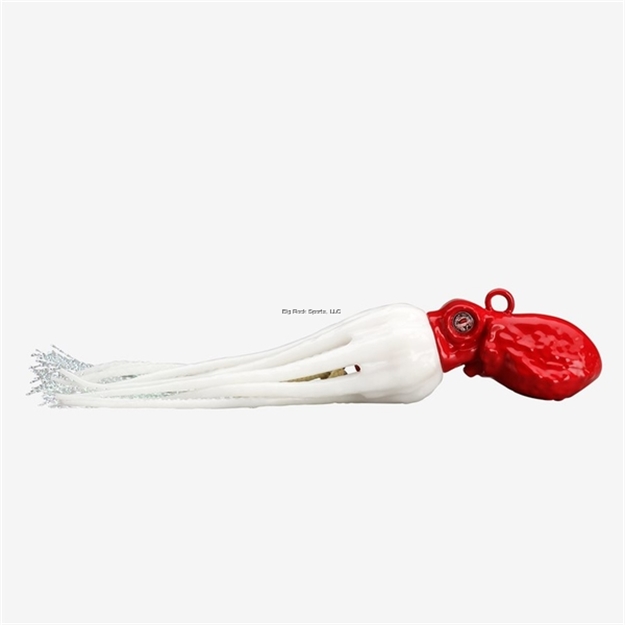 Picture of 13 Fishing Octopi Jig, 9 Oz, Interchangeable Skirt, Rapid Descent,  Red Head/Pearl White Skirt