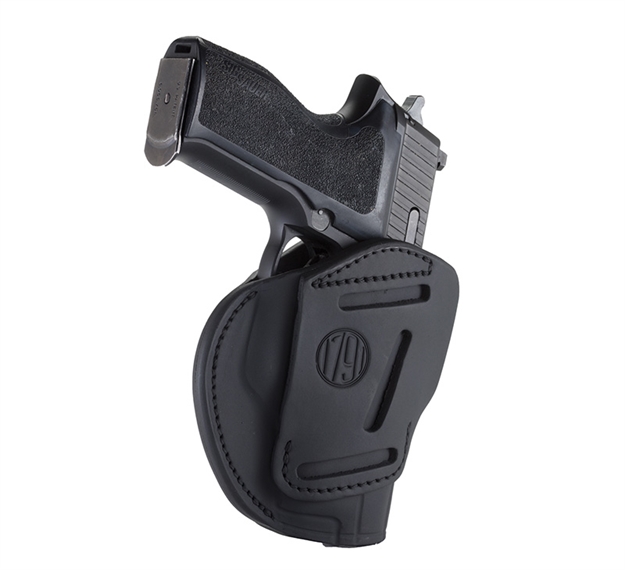 Picture of 1791 Gunleather 3Wh5sbla 3-Way  Iwb/Owb Size 05 Stealth Black Leather Belt Loop Compatible W/ Glock 17 Compatible W/ Springfield XD Compatible W/ S&W M&P Compatible W/ HK Vp9 Ambidextrous Hand 3WH-5-SBL-A 816161020173