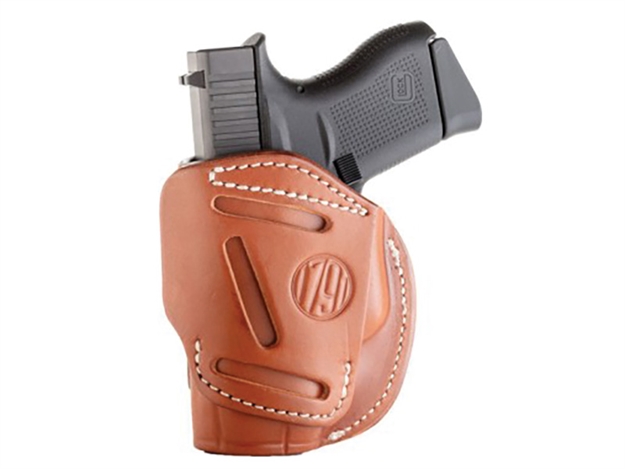 Picture of 1791 Gunleather 4Wh2cbrr 4-Way  Iwb/Owb Size 02 Classic Brown Leather Belt Clip Compatible W/Ruger Lcp/S&W Bodyguard/Glock 42/43/43X  Right Hand 4WH-2-CBR-R
