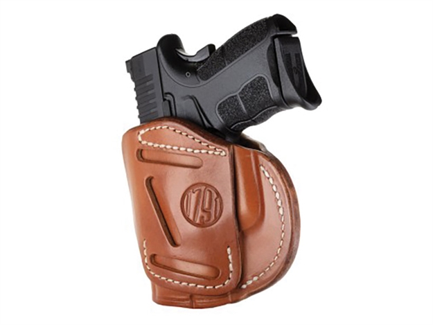 Picture of 1791 Gunleather 4Wh4cbrr 4-Way  Iwb/Owb Size 04 Classic Brown Leather Belt Clip Compatible W/Glock 26/Springfield Xd/Xds/S&W Shield Plus Right Hand 4WH-4-CBR-R