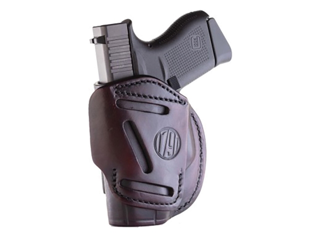 Picture of 1791 Gunleather 4Wh2sbrr 4-Way  Iwb/Owb Size 02 Signature Brown Leather Belt Clip Compatible W/Ruger Lcp/S&W Bodyguard/Glock 42/43/43X  Right Hand 4WH-2-SBR-R