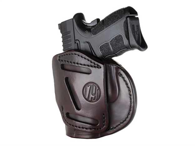 Picture of 1791 Gunleather 4Wh4sbrr 4-Way  Iwb/Owb Size 04 Signature Brown Leather Belt Clip Compatible W/Glock 26/S&W M&P Shield/Springfield Xd/Xds Right Hand 4WH-4-SBR-R